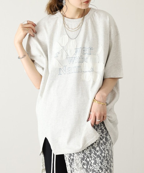 Arinomama(アリノママ)の「Arinomama 220g 16s空紡糸天竺 綿100% フラワーレイヤー ロゴ Tシャツ 半袖(Tシャツ/カットソー・レディース・杢グレー/ブラック/ホワイト・FREE)」の16枚目の写真
