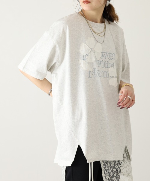 Arinomama(アリノママ)の「Arinomama 220g 16s空紡糸天竺 綿100% フラワーレイヤー ロゴ Tシャツ 半袖(Tシャツ/カットソー・レディース・杢グレー/ブラック/ホワイト・FREE)」の17枚目の写真