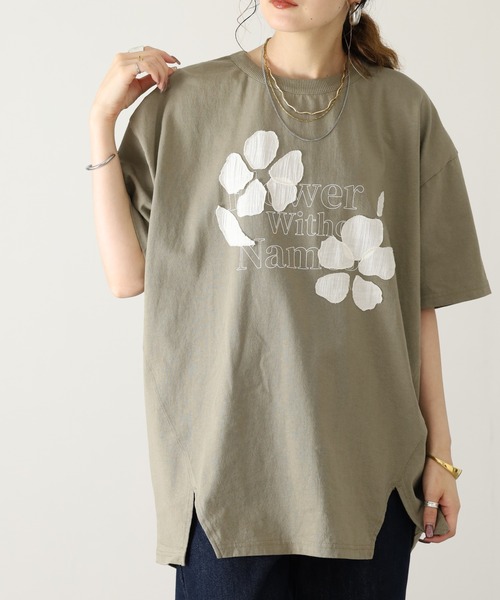 Arinomama(アリノママ)の「Arinomama 220g 16s空紡糸天竺 綿100% フラワーレイヤー ロゴ Tシャツ 半袖(Tシャツ/カットソー・レディース・杢グレー/ブラック/ホワイト・FREE)」の21枚目の写真