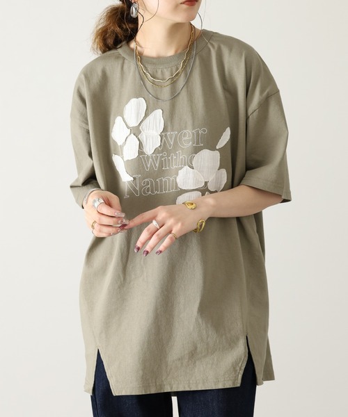 Arinomama(アリノママ)の「Arinomama 220g 16s空紡糸天竺 綿100% フラワーレイヤー ロゴ Tシャツ 半袖(Tシャツ/カットソー・レディース・杢グレー/ブラック/ホワイト・FREE)」の22枚目の写真