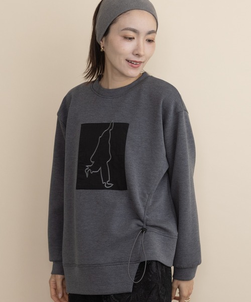 lodie(ロディ)の「ヒューマンモチーフ ドロストプルオーバー(Tシャツ/カットソー・レディース・チャコールグレー/モカ/ブラック・FREE)」の2枚目の写真
