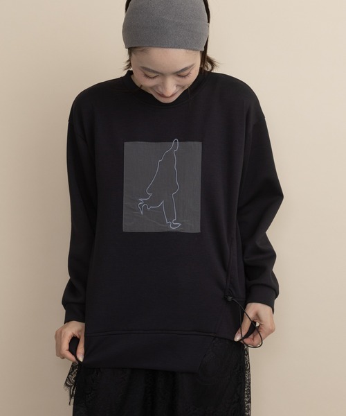 lodie(ロディ)の「ヒューマンモチーフ ドロストプルオーバー(Tシャツ/カットソー・レディース・チャコールグレー/モカ/ブラック・FREE)」の1枚目の写真