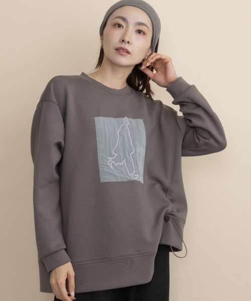 lodie(ロディ)の「ヒューマンモチーフ ドロストプルオーバー(Tシャツ/カットソー・レディース・チャコールグレー/モカ/ブラック・FREE)」の3枚目の写真
