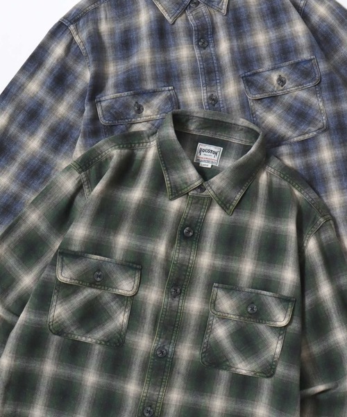 HOUSTON(ヒューストン)の「HOUSTON/ヒューストン Vintage Ombre Check Flannel Shirt/ヴィンテージ加工 オンブレチェック フランネルシャツ/レディース メンズ(シャツ/ブラウス・メンズ・ブラウン/レッド/バーガンディー/ブルー系その他/グリーン/ネイビー・M/XL/L)」の3枚目の写真