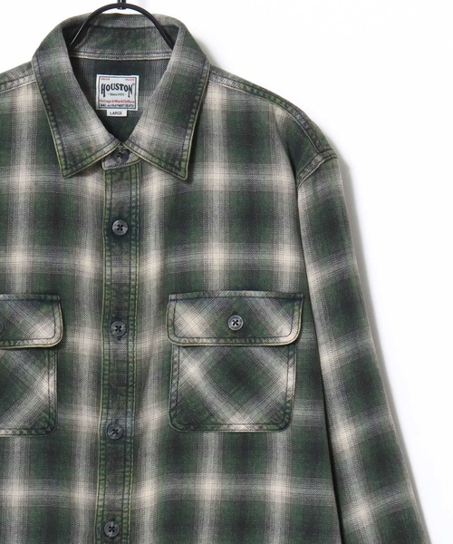 HOUSTON(ヒューストン)の「HOUSTON/ヒューストン Vintage Ombre Check Flannel Shirt/ヴィンテージ加工 オンブレチェック フランネルシャツ/レディース メンズ(シャツ/ブラウス・メンズ・ブラウン/レッド/バーガンディー/ブルー系その他/グリーン/ネイビー・M/XL/L)」の8枚目の写真