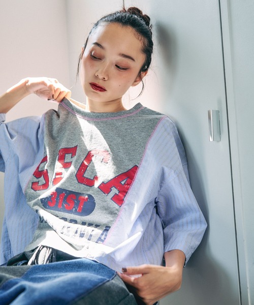 niko and...（ニコアンド）の「[MODE NORM CORE]ドッキングロゴプルオーバー（Tシャツ/カットソー・レディース・ブラック/グレー/オフホワイト・MEDIUM/LARGE）」の3枚目の写真