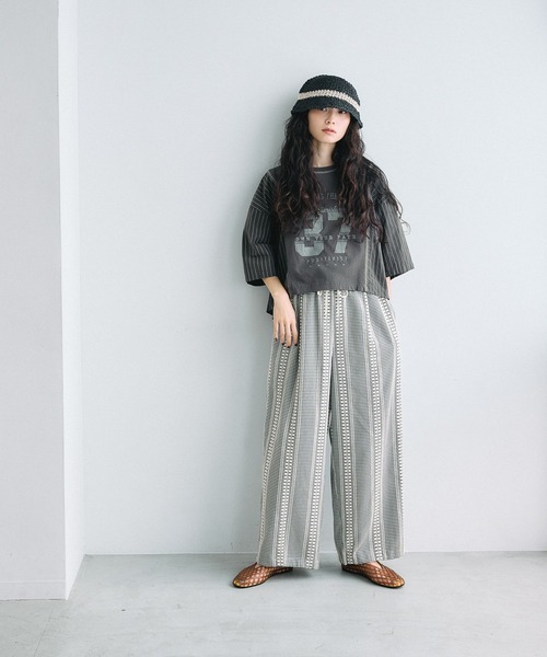 niko and...（ニコアンド）の「[MODE NORM CORE]ドッキングロゴプルオーバー（Tシャツ/カットソー・レディース・ブラック/グレー/オフホワイト・MEDIUM/LARGE）」の5枚目の写真