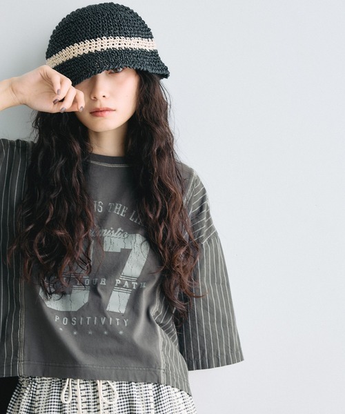 niko and...（ニコアンド）の「[MODE NORM CORE]ドッキングロゴプルオーバー（Tシャツ/カットソー・レディース・ブラック/グレー/オフホワイト・MEDIUM/LARGE）」の13枚目の写真