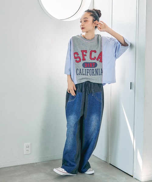 niko and...（ニコアンド）の「[MODE NORM CORE]ドッキングロゴプルオーバー（Tシャツ/カットソー・レディース・ブラック/グレー/オフホワイト・MEDIUM/LARGE）」の16枚目の写真