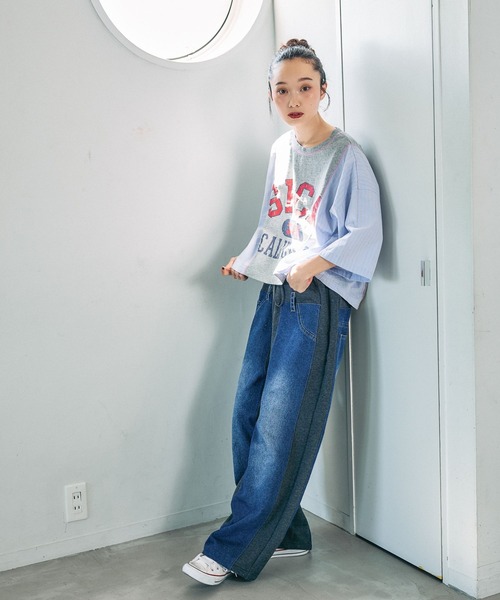 niko and...（ニコアンド）の「[MODE NORM CORE]ドッキングロゴプルオーバー（Tシャツ/カットソー・レディース・ブラック/グレー/オフホワイト・MEDIUM/LARGE）」の17枚目の写真
