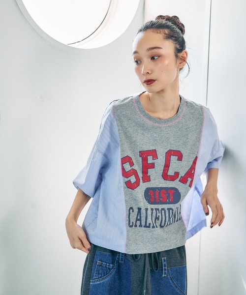 niko and...（ニコアンド）の「[MODE NORM CORE]ドッキングロゴプルオーバー（Tシャツ/カットソー・レディース・ブラック/グレー/オフホワイト・MEDIUM/LARGE）」の19枚目の写真