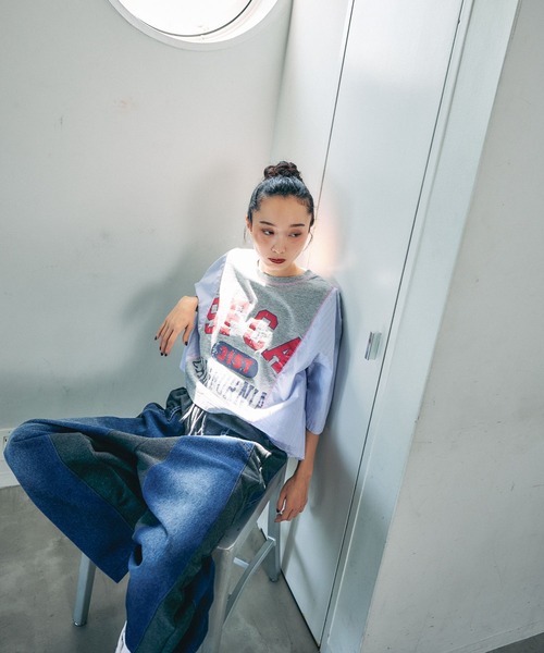 niko and...（ニコアンド）の「[MODE NORM CORE]ドッキングロゴプルオーバー（Tシャツ/カットソー・レディース・ブラック/グレー/オフホワイト・MEDIUM/LARGE）」の21枚目の写真