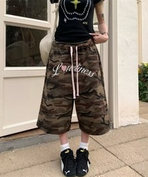 ハートロゴ ワイドスウェットハーフパンツ