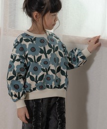 MAKE YOUR DAY（メイクユアデイ）の「北欧風おっきな花総柄裏毛トレーナー■80～140cm（スウェット）」