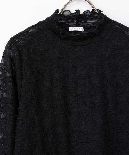Honeys(ハニーズ)の「レースハイネックトップス(Tシャツ/カットソー・レディース・グレイッシュブルー/ブラック/アイボリー・3L/L/LL/M/S)」の16枚目の写真