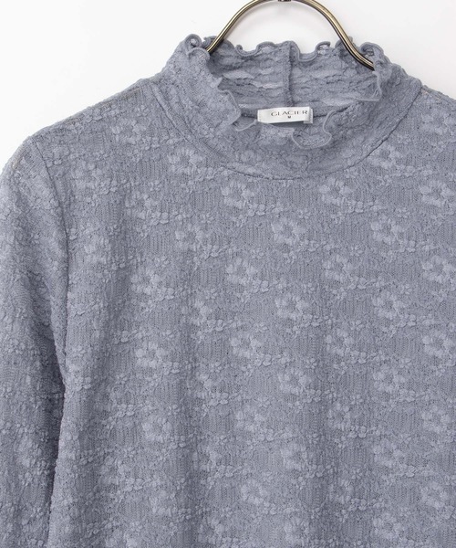 Honeys(ハニーズ)の「レースハイネックトップス(Tシャツ/カットソー・レディース・グレイッシュブルー/ブラック/アイボリー・3L/L/LL/M/S)」の18枚目の写真