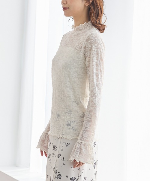 Honeys(ハニーズ)の「レースハイネックトップス(Tシャツ/カットソー・レディース・グレイッシュブルー/ブラック/アイボリー・3L/L/LL/M/S)」の19枚目の写真
