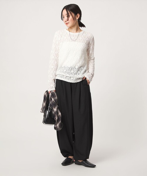 green label relaxing(グリーンレーベルリラクシング)の「【WEB限定】<at ease>レース プルオーバー カットソー(Tシャツ/カットソー・レディース・ホワイト/ブラック・FREE)」の5枚目の写真