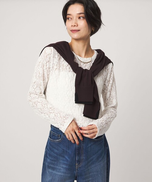 green label relaxing(グリーンレーベルリラクシング)の「【WEB限定】<at ease>レース プルオーバー カットソー(Tシャツ/カットソー・レディース・ホワイト/ブラック・FREE)」の9枚目の写真