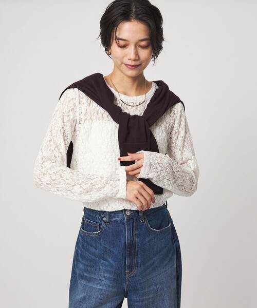 green label relaxing(グリーンレーベルリラクシング)の「【WEB限定】<at ease>レース プルオーバー カットソー(Tシャツ/カットソー・レディース・ホワイト/ブラック・FREE)」の10枚目の写真