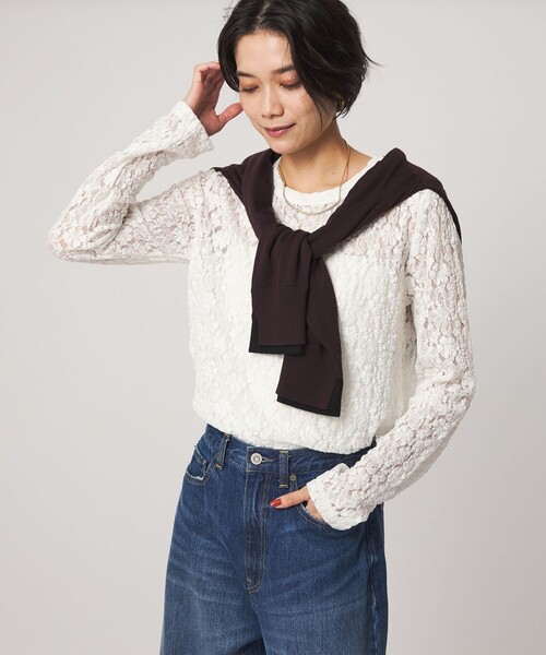 green label relaxing(グリーンレーベルリラクシング)の「【WEB限定】<at ease>レース プルオーバー カットソー(Tシャツ/カットソー・レディース・ホワイト/ブラック・FREE)」の11枚目の写真