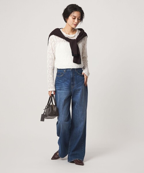 green label relaxing(グリーンレーベルリラクシング)の「【WEB限定】<at ease>レース プルオーバー カットソー(Tシャツ/カットソー・レディース・ホワイト/ブラック・FREE)」の12枚目の写真