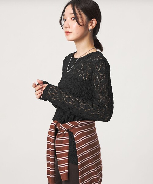 green label relaxing(グリーンレーベルリラクシング)の「【WEB限定】<at ease>レース プルオーバー カットソー(Tシャツ/カットソー・レディース・ホワイト/ブラック・FREE)」の15枚目の写真