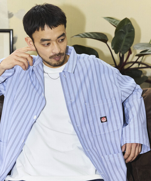 RED KAP(レッドキャップ)の「RED KAP/レッドキャップ 別注 ストライプ ワーク シャツカバーオール/シャツジャケット(シャツ/ブラウス・メンズ・ブラック/サックスブルー/グレー・MEDIUM/LARGE)」の3枚目の写真