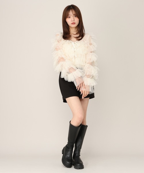 Heather(ヘザー)の「2WAYチュールフリルブラウス 1079793(シャツ/ブラウス・レディース・ブラウン/ベージュ/アイボリー・FREE)」の5枚目の写真