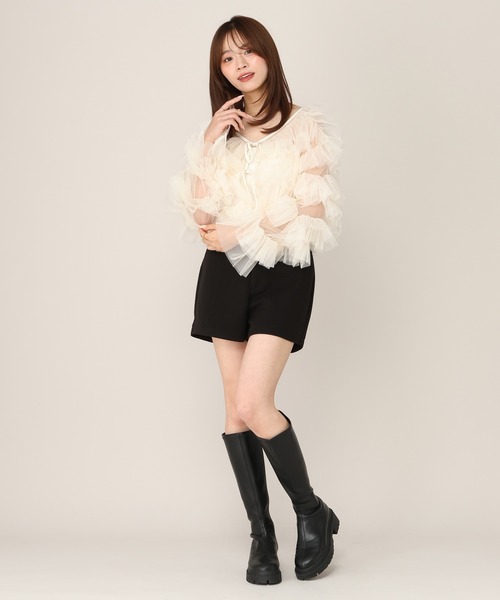 Heather(ヘザー)の「2WAYチュールフリルブラウス 1079793(シャツ/ブラウス・レディース・ブラウン/ベージュ/アイボリー・FREE)」の6枚目の写真