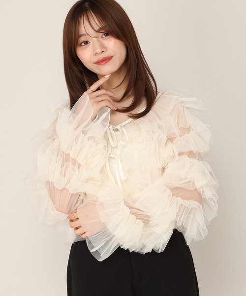 Heather(ヘザー)の「2WAYチュールフリルブラウス 1079793(シャツ/ブラウス・レディース・ブラウン/ベージュ/アイボリー・FREE)」の7枚目の写真