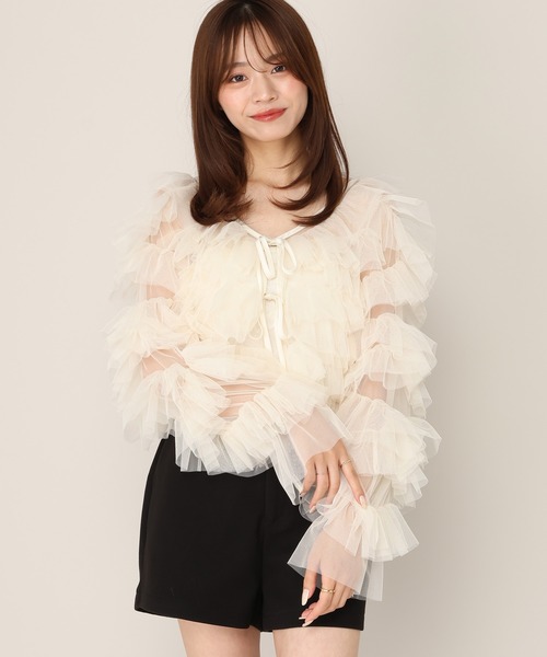 Heather(ヘザー)の「2WAYチュールフリルブラウス 1079793(シャツ/ブラウス・レディース・ブラウン/ベージュ/アイボリー・FREE)」の8枚目の写真
