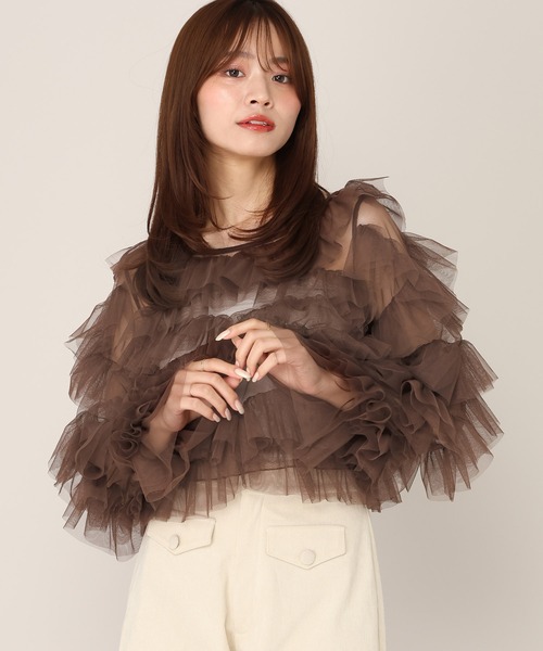 Heather(ヘザー)の「2WAYチュールフリルブラウス 1079793(シャツ/ブラウス・レディース・ブラウン/ベージュ/アイボリー・FREE)」の12枚目の写真