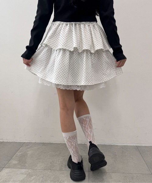 PHILLY(フィリー)の「レースレイヤードティアードミニスカート(スカート・レディース・グレー/ホワイト・FREE)」の12枚目の写真