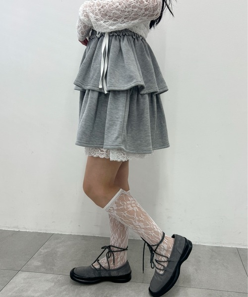 PHILLY(フィリー)の「レースレイヤードティアードミニスカート(スカート・レディース・グレー/ホワイト・FREE)」の21枚目の写真
