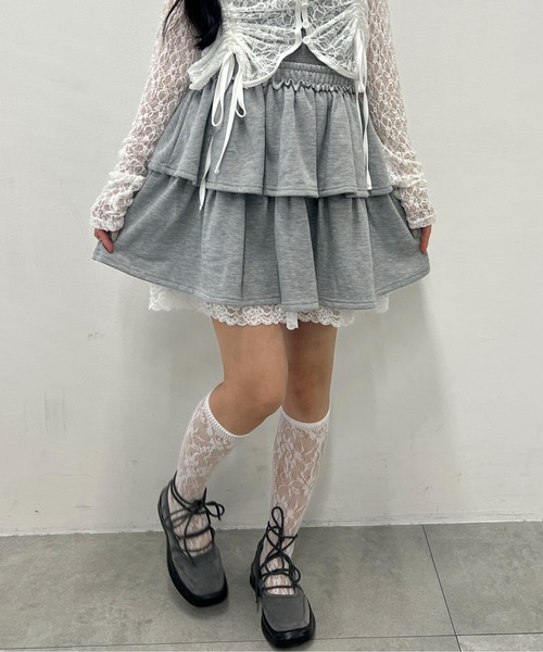 PHILLY(フィリー)の「レースレイヤードティアードミニスカート(スカート・レディース・グレー/ホワイト・FREE)」の19枚目の写真