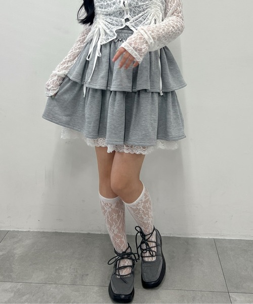 PHILLY(フィリー)の「レースレイヤードティアードミニスカート(スカート・レディース・グレー/ホワイト・FREE)」の20枚目の写真
