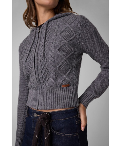 GUESS JEANS(ゲスジーンズ)の「GUESS JEANS Cable Zip Hoodie Sweater パーカー セーター(パーカー・レディース・オフホワイト/グレー・X-SMALL/LARGE/MEDIUM/SMALL)」の2枚目の写真