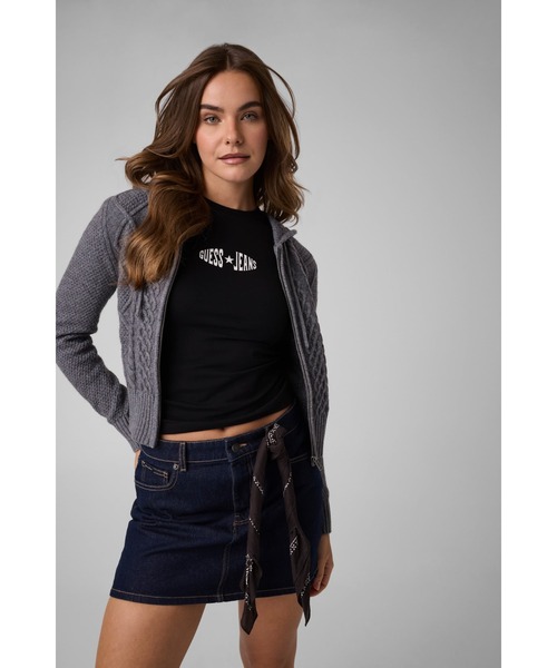 GUESS JEANS(ゲスジーンズ)の「GUESS JEANS Cable Zip Hoodie Sweater パーカー セーター(パーカー・レディース・オフホワイト/グレー・X-SMALL/LARGE/MEDIUM/SMALL)」の6枚目の写真