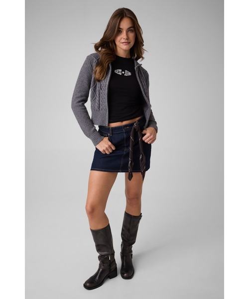 GUESS JEANS(ゲスジーンズ)の「GUESS JEANS Cable Zip Hoodie Sweater パーカー セーター(パーカー・レディース・オフホワイト/グレー・X-SMALL/LARGE/MEDIUM/SMALL)」の7枚目の写真