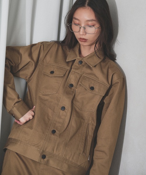 WISH FOR EVER(ウィッシュフォーエバー)の「【SETUP】GROSGRAIN TRUCKER JACKET/グロウグラントラッカージャケット(その他アウター・メンズ・カーキ/オリーブ/ブラック・LARGE/MEDIUM/SMALL)」の3枚目の写真