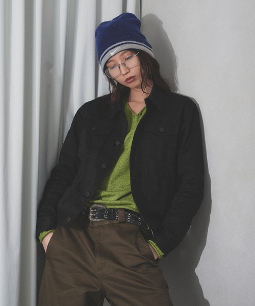 WISH FOR EVER(ウィッシュフォーエバー)の「【SETUP】GROSGRAIN TRUCKER JACKET/グロウグラントラッカージャケット(その他アウター・メンズ・カーキ/オリーブ/ブラック・LARGE/MEDIUM/SMALL)」の1枚目の写真