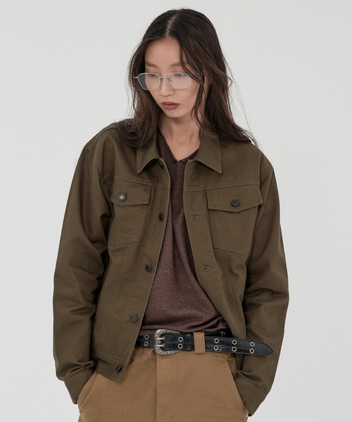 WISH FOR EVER(ウィッシュフォーエバー)の「【SETUP】GROSGRAIN TRUCKER JACKET/グロウグラントラッカージャケット(その他アウター・メンズ・カーキ/オリーブ/ブラック・LARGE/MEDIUM/SMALL)」の7枚目の写真