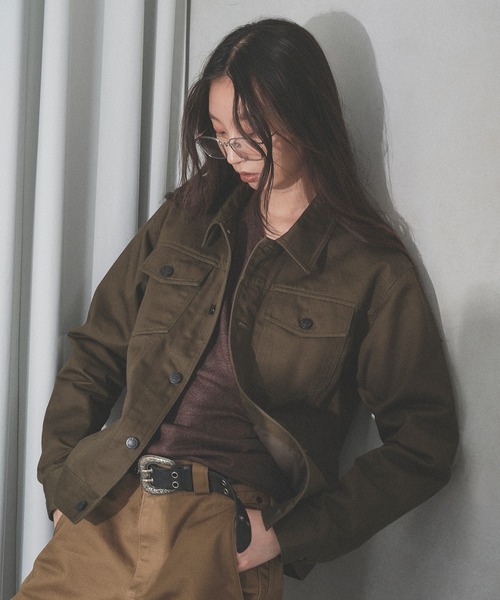 WISH FOR EVER(ウィッシュフォーエバー)の「【SETUP】GROSGRAIN TRUCKER JACKET/グロウグラントラッカージャケット(その他アウター・メンズ・カーキ/オリーブ/ブラック・LARGE/MEDIUM/SMALL)」の8枚目の写真