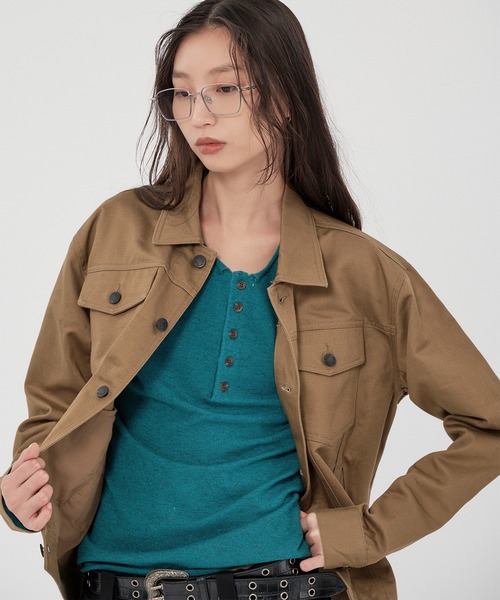 WISH FOR EVER(ウィッシュフォーエバー)の「【SETUP】GROSGRAIN TRUCKER JACKET/グロウグラントラッカージャケット(その他アウター・メンズ・カーキ/オリーブ/ブラック・LARGE/MEDIUM/SMALL)」の21枚目の写真