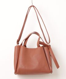 【仕切りファスナー付】2WAY レザータッチノットハンドルバッグ/ショルダーバッグ