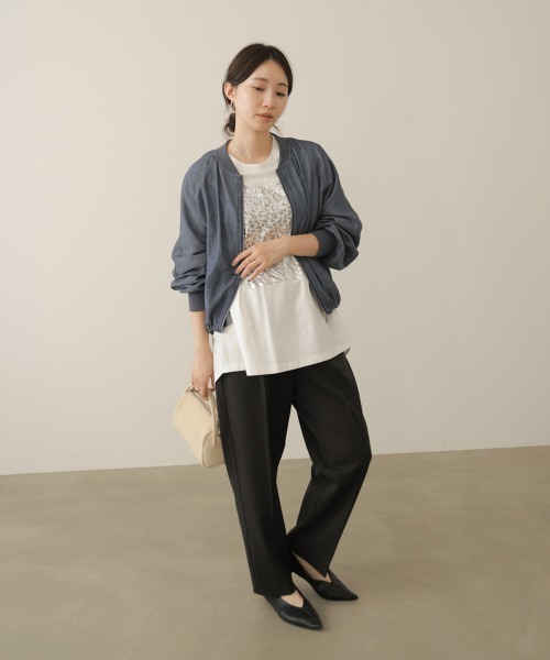 Bou Jeloud(ブージュルード)の「SLIM UP+タックパンツ(スラックス・レディース・グレー/ブラック・40/38)」の7枚目の写真