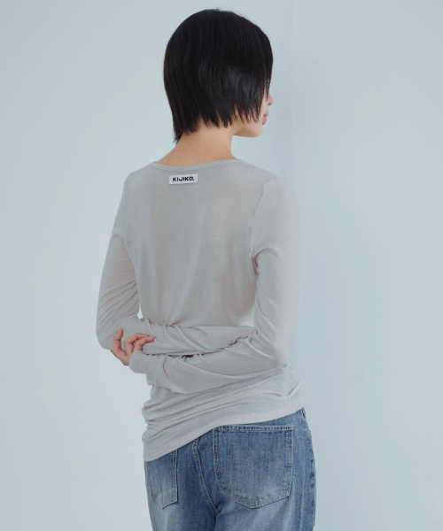KIJIKO（キジコ）の「ke311. カーブシアーTシャツ グレー（Tシャツ/カットソー・レディース・その他・FREE）」の3枚目の写真