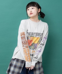 163655:袖プリント入り コラージュ柄プルオーバー