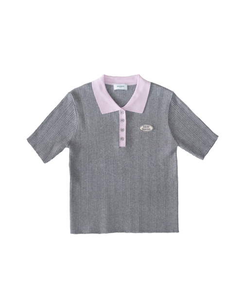 MONBIRDIE GOLF(モンバーディーゴルフ)の「SOAPY 配色襟付きニット_GREY(ニット/セーター・レディース・ヘザーグレー・FREE)」の1枚目の写真